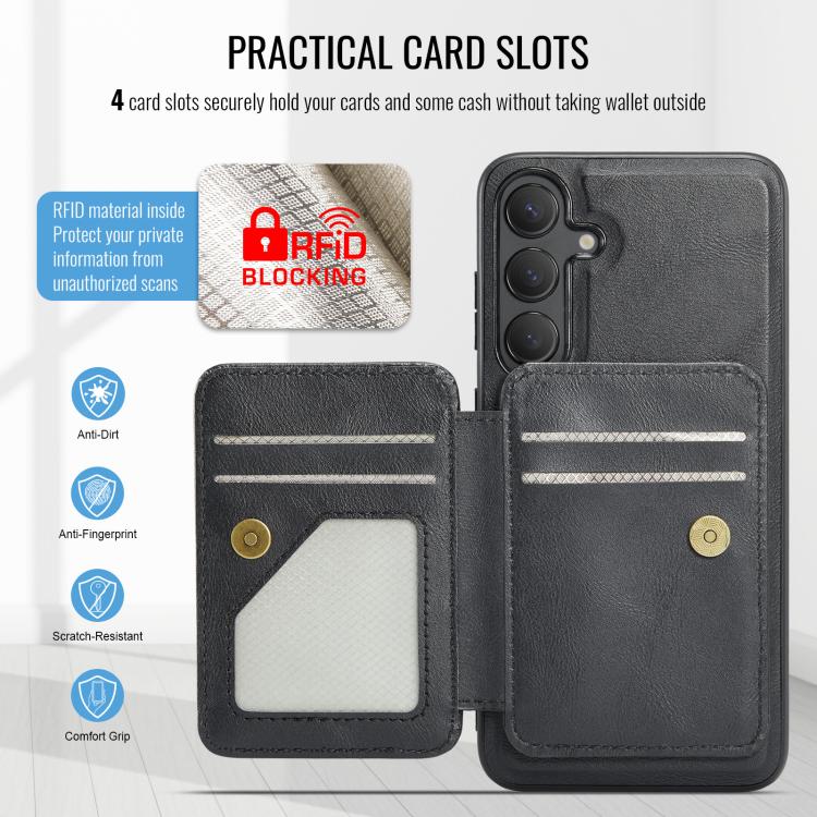 For Samsung Galaxy S25 5G Fierre Shann FS028 MagSafe RFID Card Holder Back Phone Case