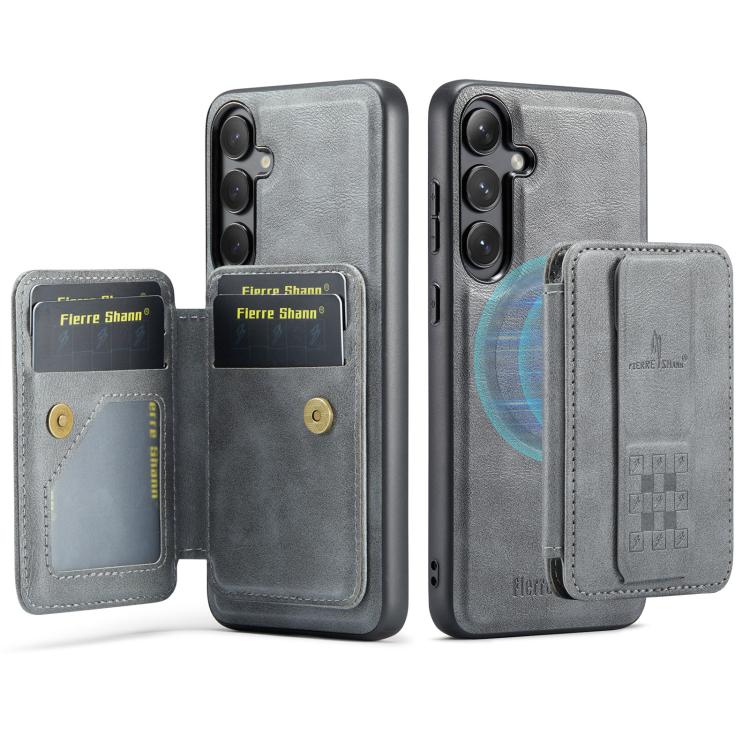 For Samsung Galaxy S25 5G Fierre Shann FS028 MagSafe RFID Card Holder Back Phone Case