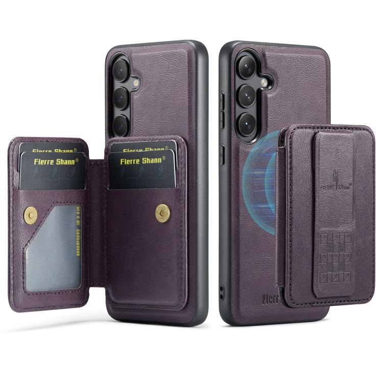For Samsung Galaxy S25 5G Fierre Shann FS028 MagSafe RFID Card Holder Back Phone Case