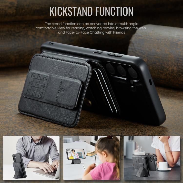 For Samsung Galaxy S24 FE 5G Fierre Shann FS028 MagSafe RFID Card Holder Back Phone Case