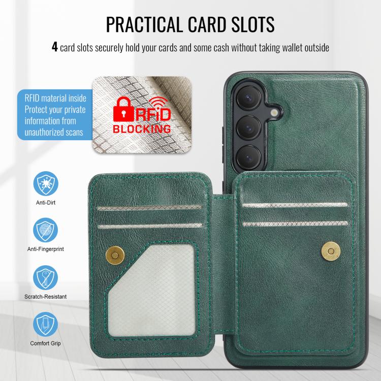 For Samsung Galaxy S24 FE 5G Fierre Shann FS028 MagSafe RFID Card Holder Back Phone Case