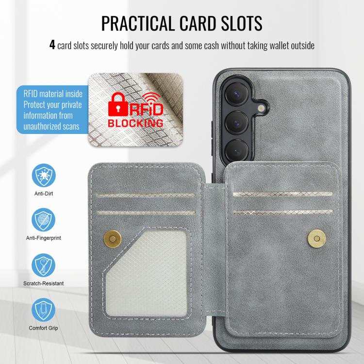 For Samsung Galaxy S24 FE 5G Fierre Shann FS028 MagSafe RFID Card Holder Back Phone Case