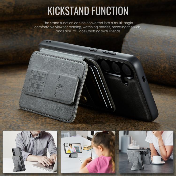 For Samsung Galaxy S24 FE 5G Fierre Shann FS028 MagSafe RFID Card Holder Back Phone Case