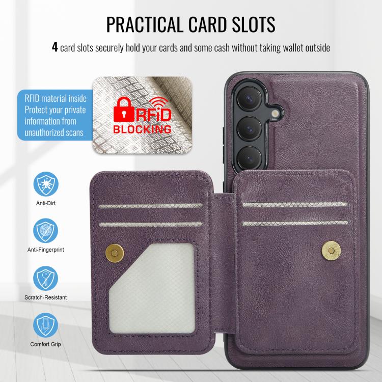 For Samsung Galaxy S24 FE 5G Fierre Shann FS028 MagSafe RFID Card Holder Back Phone Case