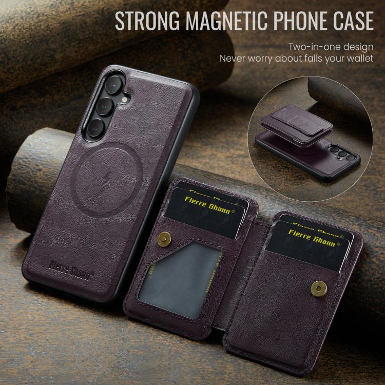 For Samsung Galaxy S24 FE 5G Fierre Shann FS028 MagSafe RFID Card Holder Back Phone Case