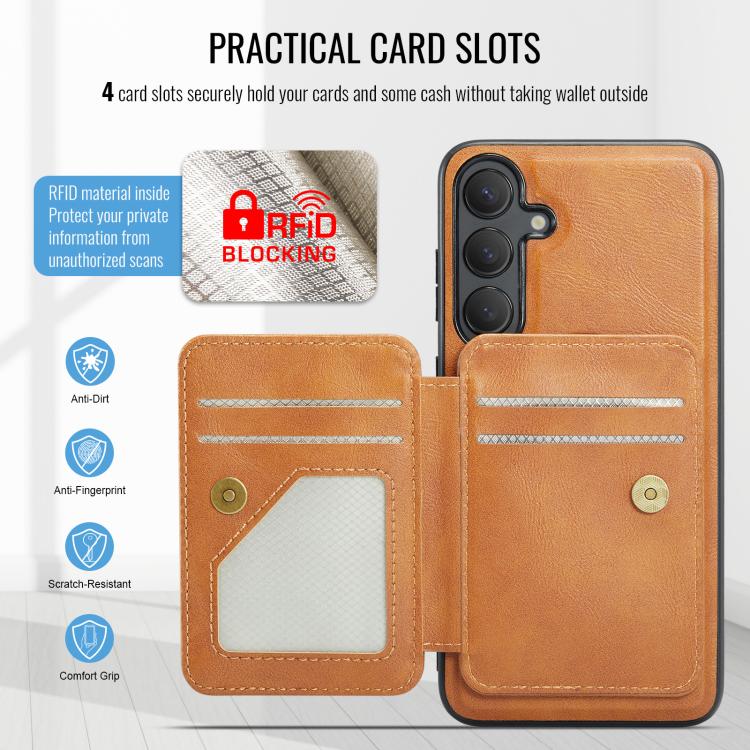 For Samsung Galaxy S24 FE 5G Fierre Shann FS028 MagSafe RFID Card Holder Back Phone Case
