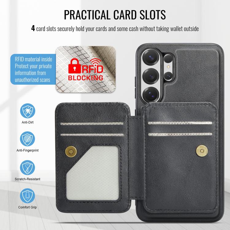 For Samsung Galaxy S26 Ultra 5G Fierre Shann FS028 MagSafe RFID Card Holder Back Phone Case