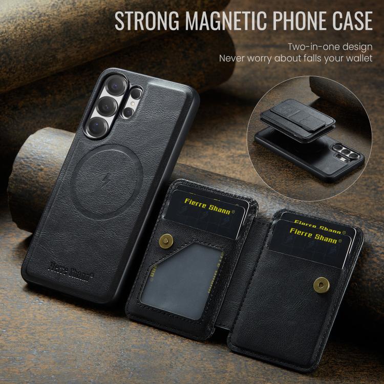 For Samsung Galaxy S26 Ultra 5G Fierre Shann FS028 MagSafe RFID Card Holder Back Phone Case