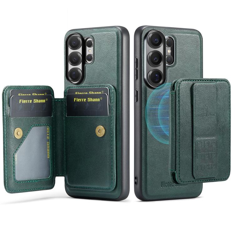 For Samsung Galaxy S26 Ultra 5G Fierre Shann FS028 MagSafe RFID Card Holder Back Phone Case