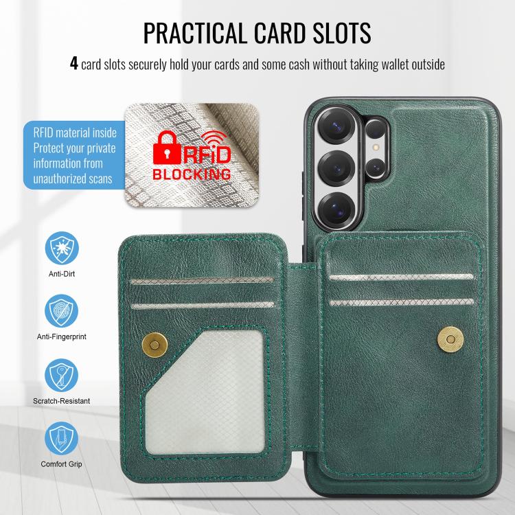 For Samsung Galaxy S26 Ultra 5G Fierre Shann FS028 MagSafe RFID Card Holder Back Phone Case