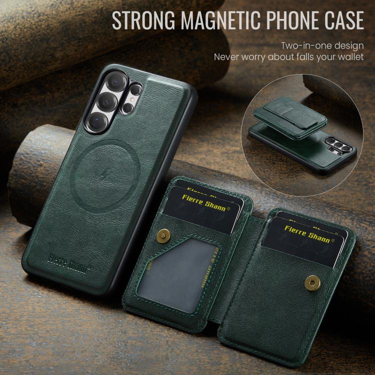 For Samsung Galaxy S26 Ultra 5G Fierre Shann FS028 MagSafe RFID Card Holder Back Phone Case