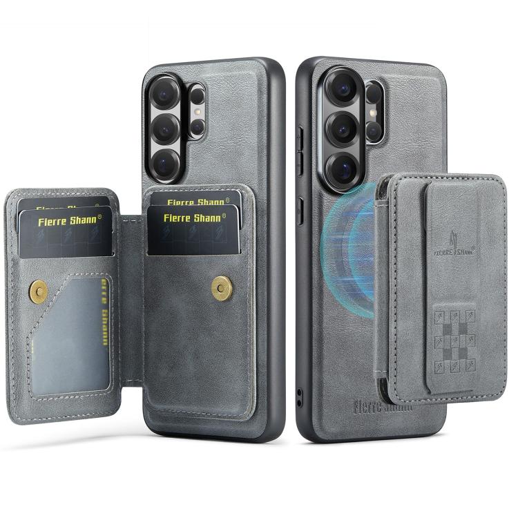 For Samsung Galaxy S26 Ultra 5G Fierre Shann FS028 MagSafe RFID Card Holder Back Phone Case