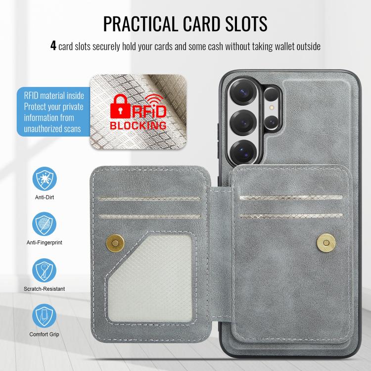 For Samsung Galaxy S26 Ultra 5G Fierre Shann FS028 MagSafe RFID Card Holder Back Phone Case