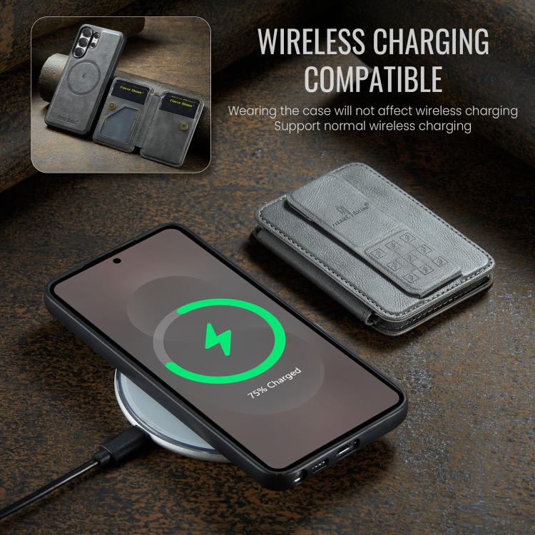 For Samsung Galaxy S26 Ultra 5G Fierre Shann FS028 MagSafe RFID Card Holder Back Phone Case