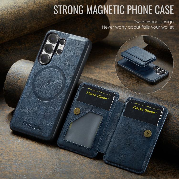 For Samsung Galaxy S26 Ultra 5G Fierre Shann FS028 MagSafe RFID Card Holder Back Phone Case