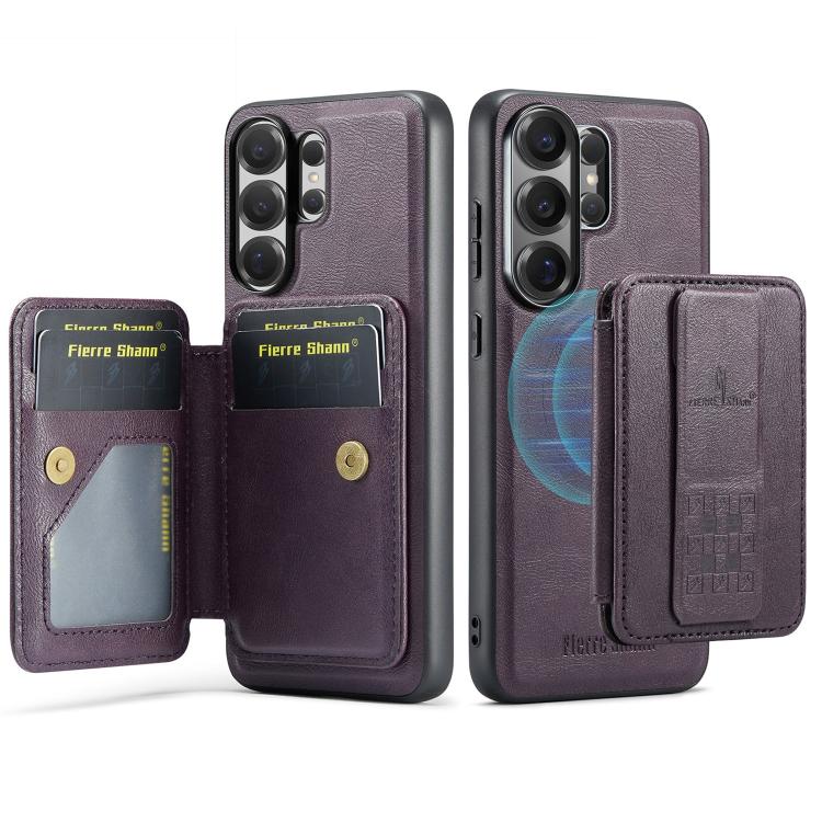 For Samsung Galaxy S26 Ultra 5G Fierre Shann FS028 MagSafe RFID Card Holder Back Phone Case