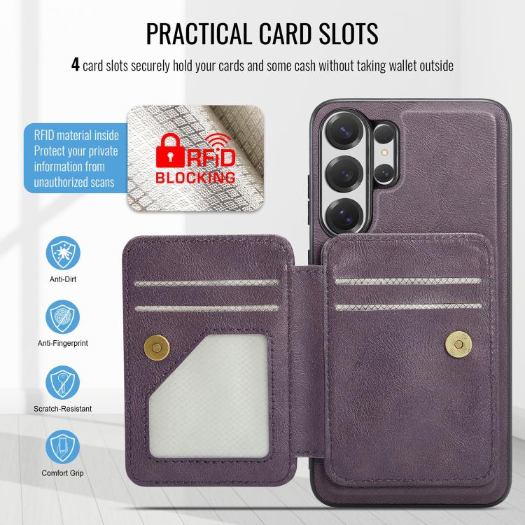 For Samsung Galaxy S26 Ultra 5G Fierre Shann FS028 MagSafe RFID Card Holder Back Phone Case