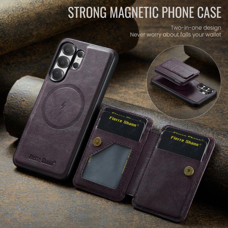 For Samsung Galaxy S26 Ultra 5G Fierre Shann FS028 MagSafe RFID Card Holder Back Phone Case