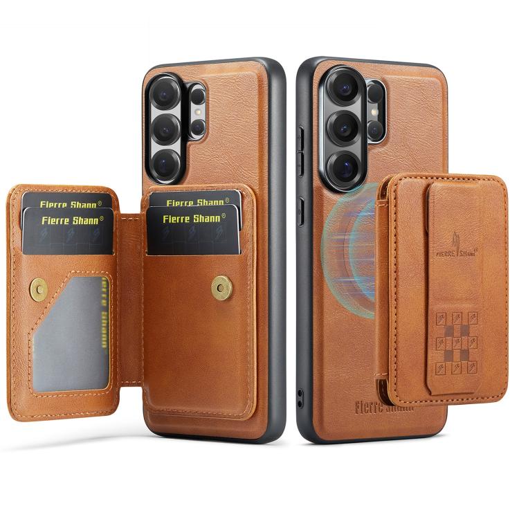 For Samsung Galaxy S26 Ultra 5G Fierre Shann FS028 MagSafe RFID Card Holder Back Phone Case