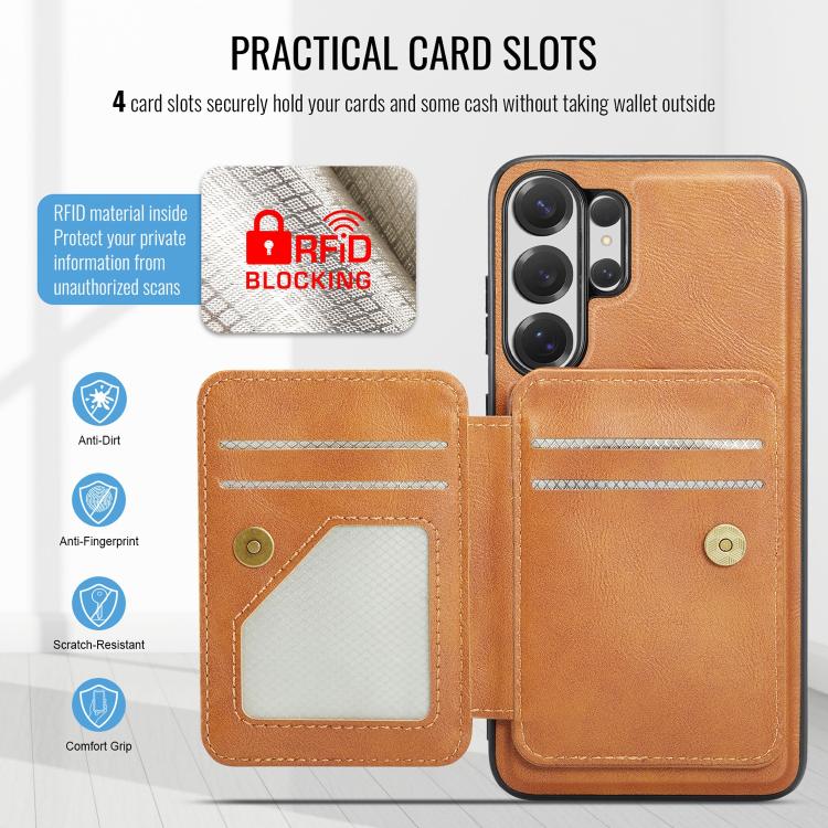 For Samsung Galaxy S26 Ultra 5G Fierre Shann FS028 MagSafe RFID Card Holder Back Phone Case
