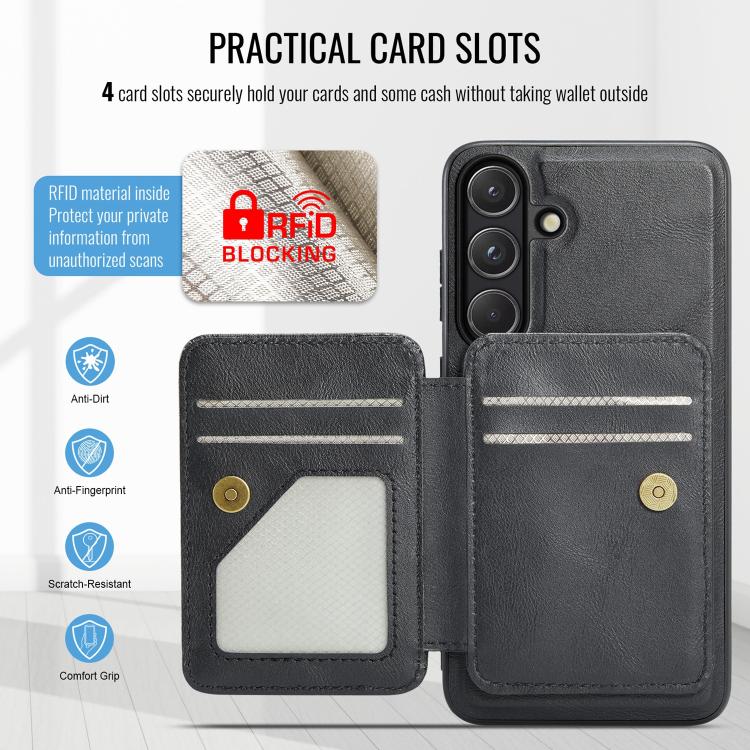 For Samsung Galaxy S26+ 5G Fierre Shann FS028 MagSafe RFID Card Holder Back Phone Case