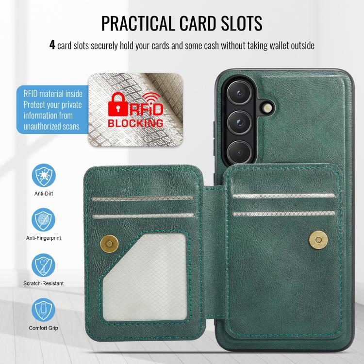 For Samsung Galaxy S26+ 5G Fierre Shann FS028 MagSafe RFID Card Holder Back Phone Case