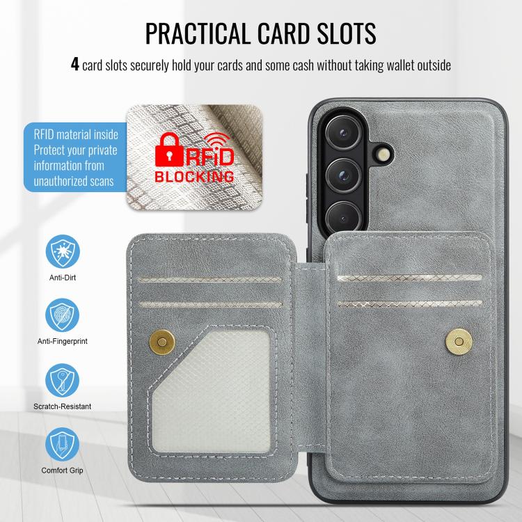 For Samsung Galaxy S26+ 5G Fierre Shann FS028 MagSafe RFID Card Holder Back Phone Case