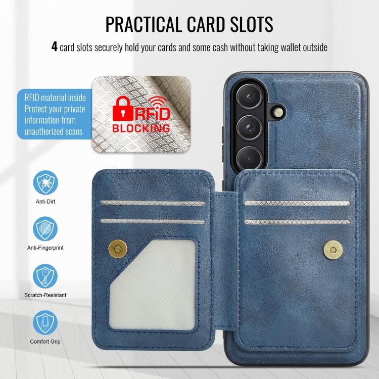 For Samsung Galaxy S26+ 5G Fierre Shann FS028 MagSafe RFID Card Holder Back Phone Case
