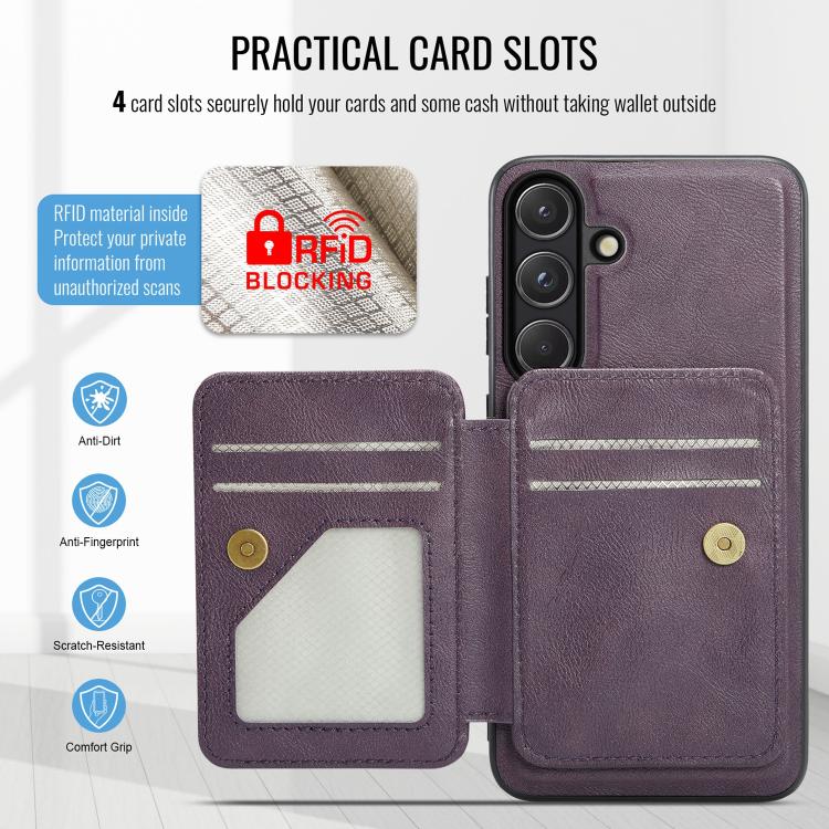 For Samsung Galaxy S26+ 5G Fierre Shann FS028 MagSafe RFID Card Holder Back Phone Case