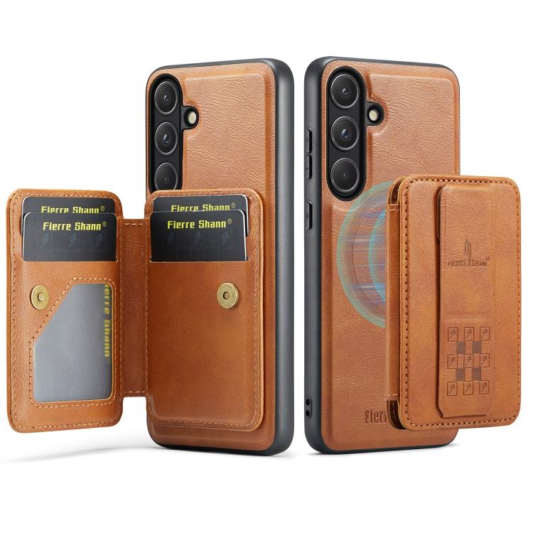 For Samsung Galaxy S26+ 5G Fierre Shann FS028 MagSafe RFID Card Holder Back Phone Case