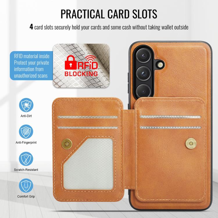 For Samsung Galaxy S26+ 5G Fierre Shann FS028 MagSafe RFID Card Holder Back Phone Case