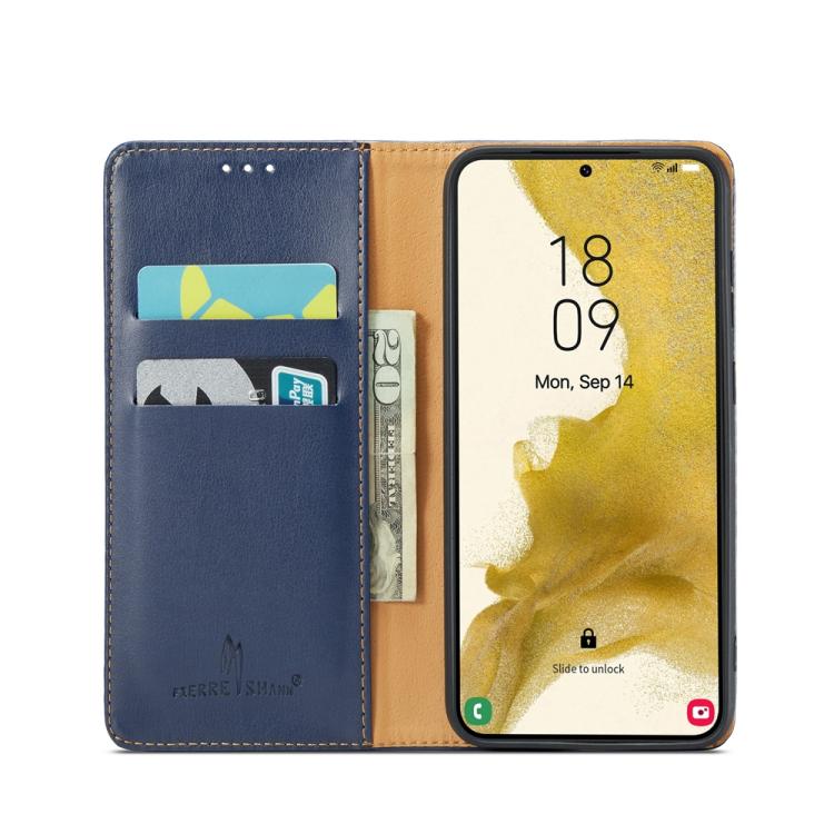 For Samsung Galaxy S25+ 5G Fierre Shann PU Genuine Leather Texture Phone Case