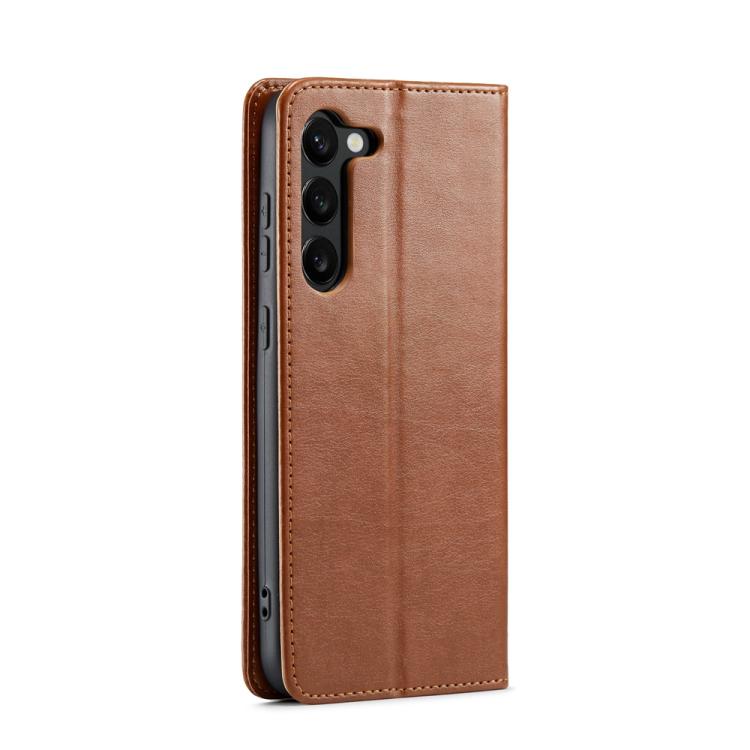 For Samsung Galaxy S25+ 5G Fierre Shann PU Genuine Leather Texture Phone Case