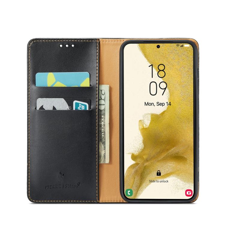 For Samsung Galaxy S25+ 5G Fierre Shann PU Genuine Leather Texture Phone Case
