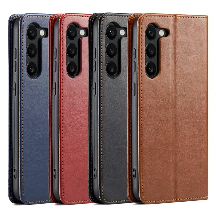 For Samsung Galaxy S25+ 5G Fierre Shann PU Genuine Leather Texture Phone Case