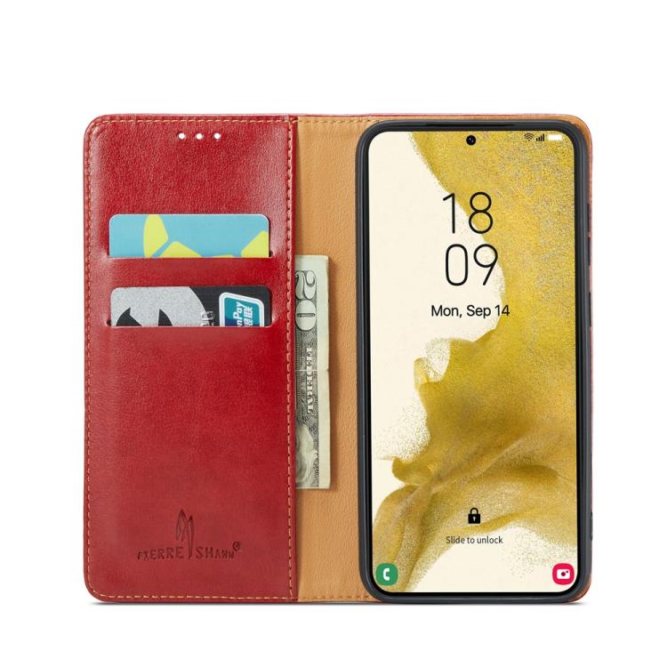 For Samsung Galaxy S25+ 5G Fierre Shann PU Genuine Leather Texture Phone Case