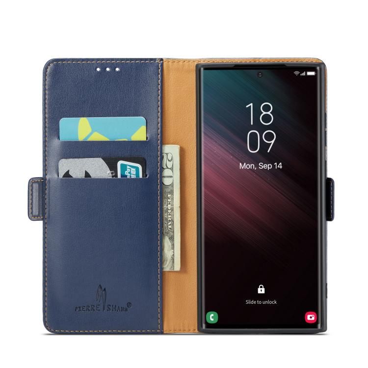 For Samsung Galaxy S25 Ultra 5G Fierre Shann PU Genuine Leather Texture Phone Case