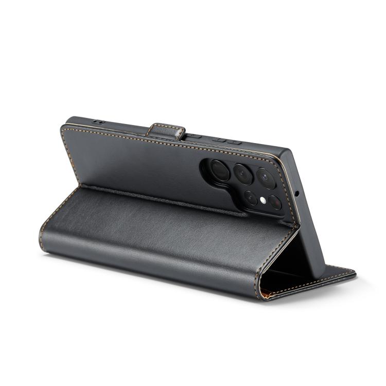 For Samsung Galaxy S25 Ultra 5G Fierre Shann PU Genuine Leather Texture Phone Case