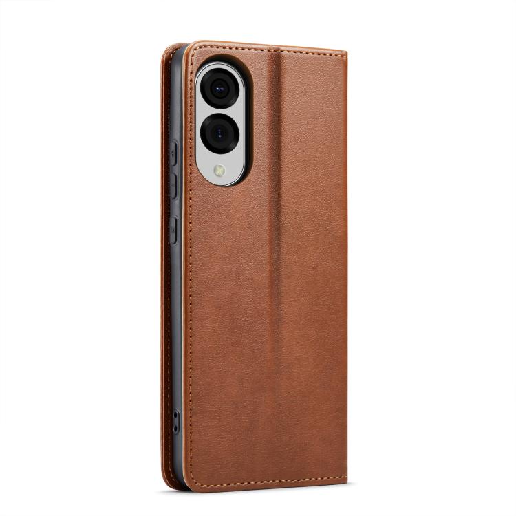 For Samsung Galaxy S25 Edge 5G Fierre Shann PU Genuine Leather Texture Phone Case