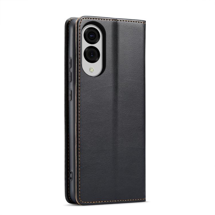 For Samsung Galaxy S25 Edge 5G Fierre Shann PU Genuine Leather Texture Phone Case