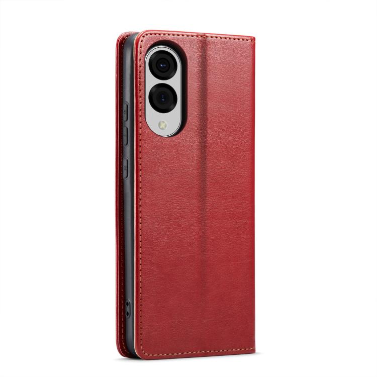 For Samsung Galaxy S25 Edge 5G Fierre Shann PU Genuine Leather Texture Phone Case