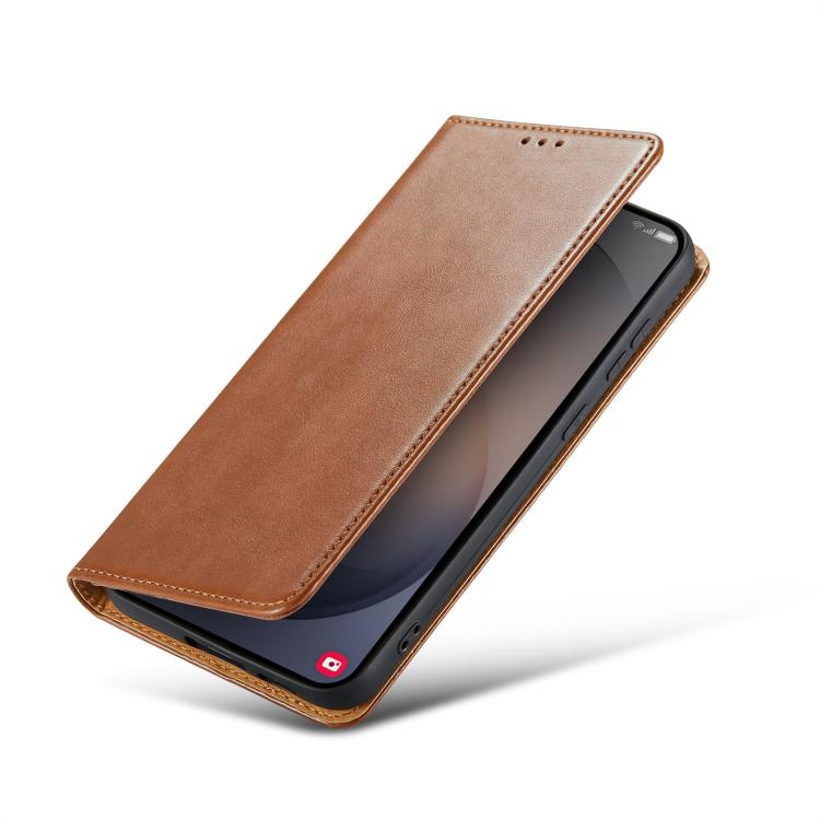 For Samsung Galaxy S26+ 5G Fierre Shann PU Genuine Leather Texture Phone Case