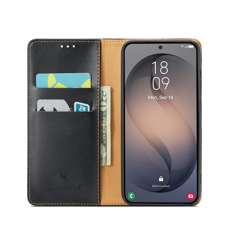 For Samsung Galaxy S26+ 5G Fierre Shann PU Genuine Leather Texture Phone Case