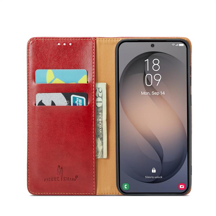 For Samsung Galaxy S26+ 5G Fierre Shann PU Genuine Leather Texture Phone Case