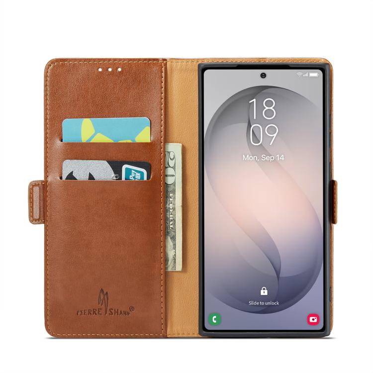 For Samsung Galaxy S26 Ultra 5G Fierre Shann PU Genuine Leather Texture Phone Case