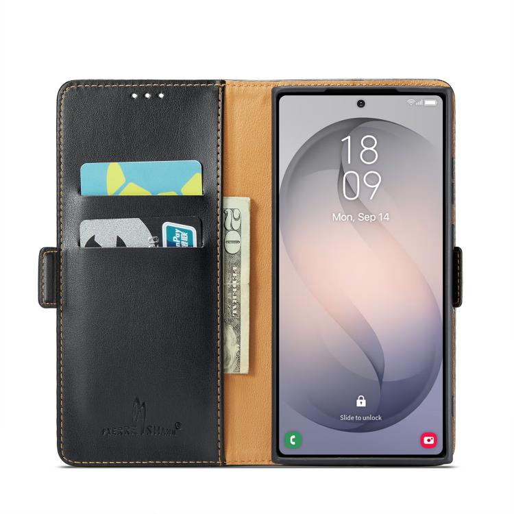 For Samsung Galaxy S26 Ultra 5G Fierre Shann PU Genuine Leather Texture Phone Case