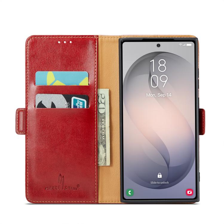 For Samsung Galaxy S26 Ultra 5G Fierre Shann PU Genuine Leather Texture Phone Case