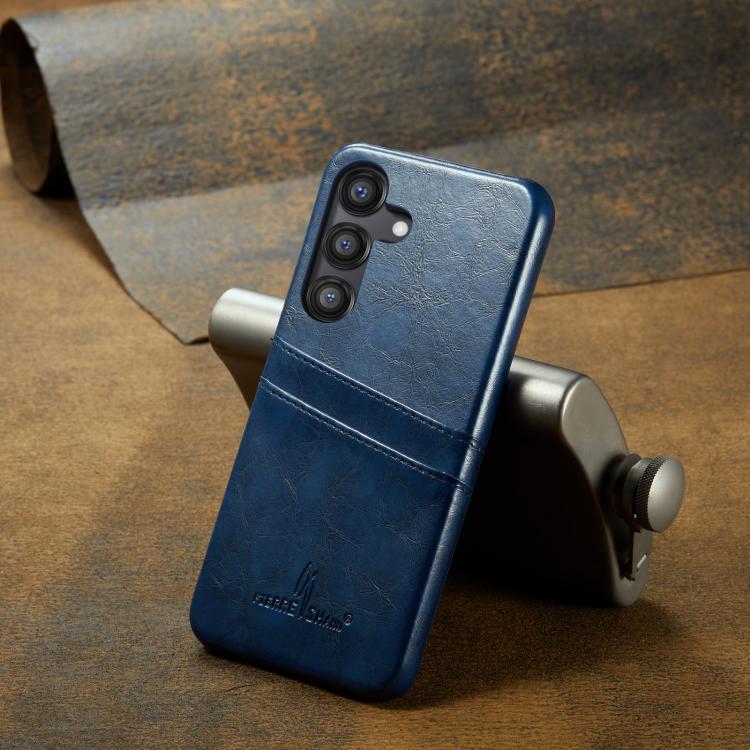 For Samsung Galaxy S25 5G Fierre Shann Retro Oil Wax Texture Card Slots PU Leather Phone Case
