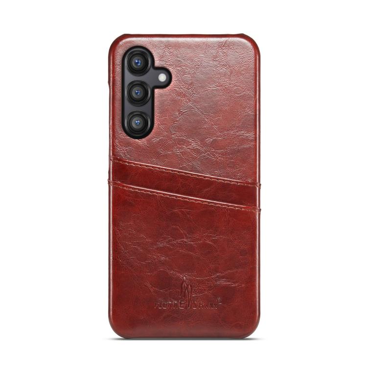 For Samsung Galaxy S25 5G Fierre Shann Retro Oil Wax Texture Card Slots PU Leather Phone Case