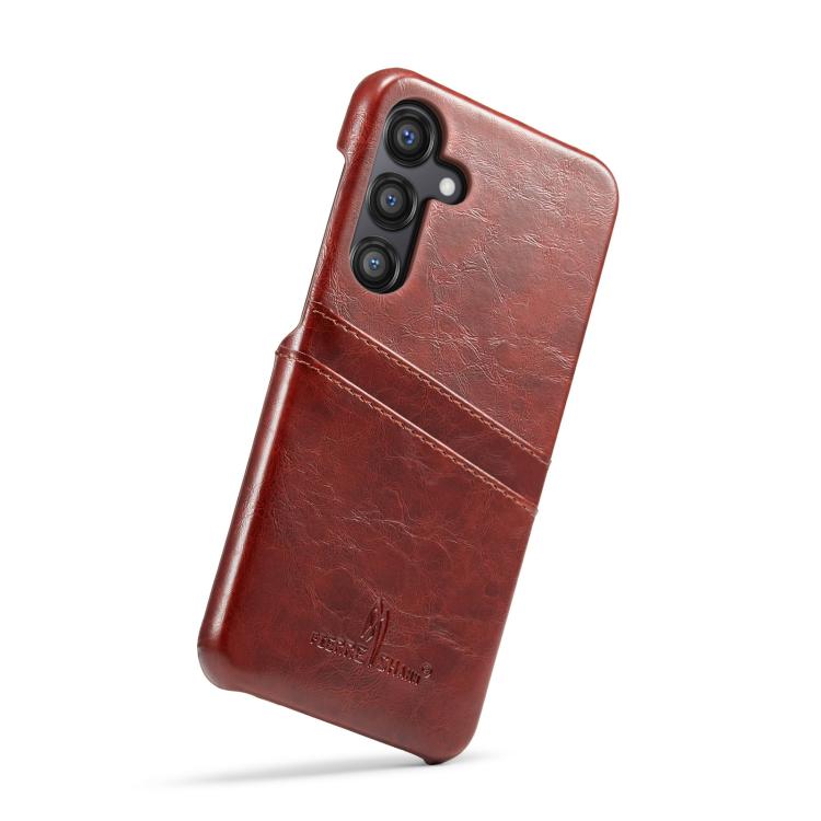 For Samsung Galaxy S25 5G Fierre Shann Retro Oil Wax Texture Card Slots PU Leather Phone Case